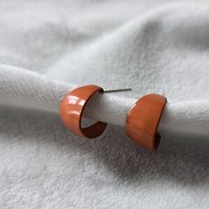Tiny Peachy Orange Hoop Earrings